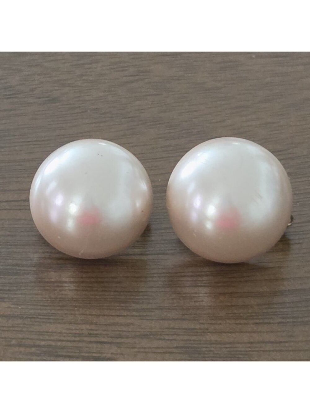 Vintage Ivory Faux Pearl Button 1/2" Clip-on Earrings